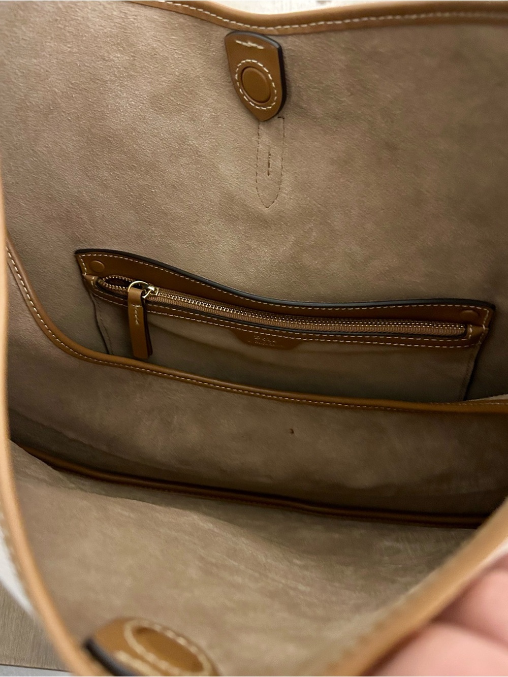 Ralph Lauren Polo ID Beige Canvas Shoulder Bag with Tan Leather Trim, like new! - Picture 8 of 8